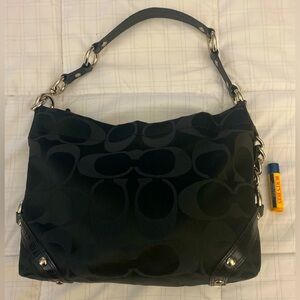 Coach Black Carly Jacquard Signature Shoulder Bag F15250
